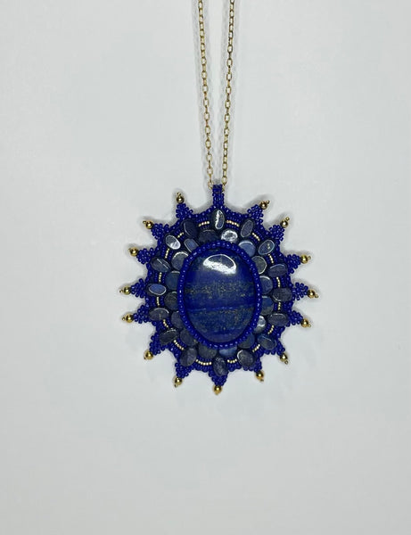 Blue Burst Pendant Necklace