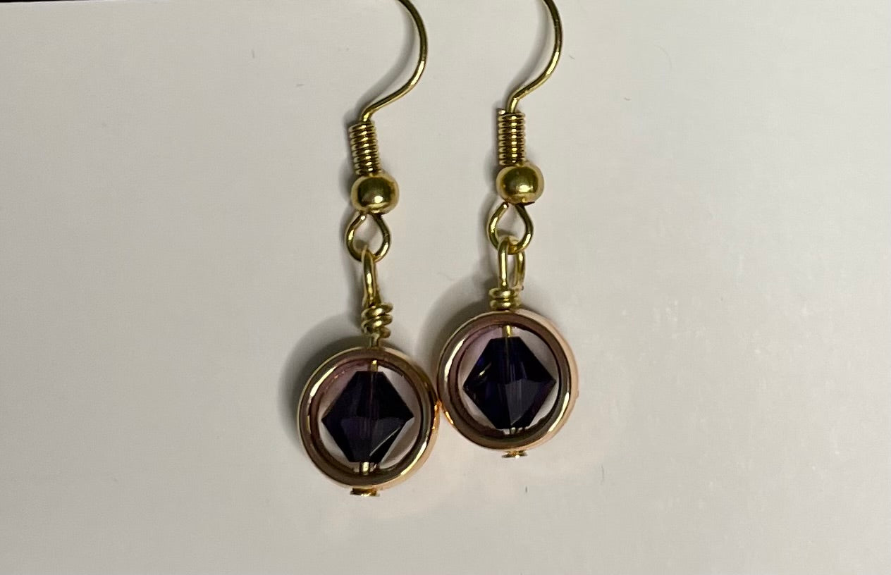 Encased Bicone - Purple Earrings