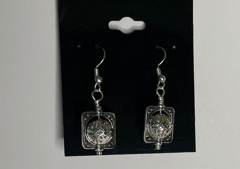 Silver Picture Frame Earrings