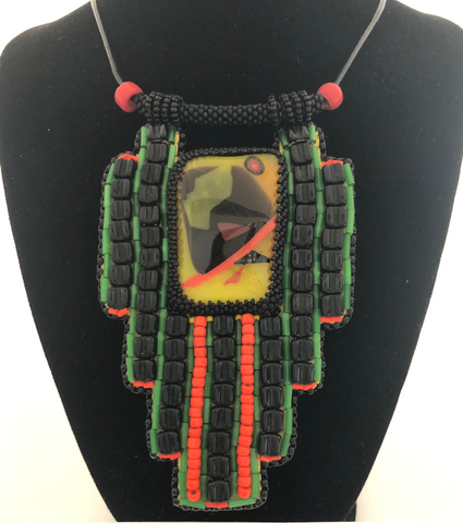 Temple Bead Embroidery Necklace