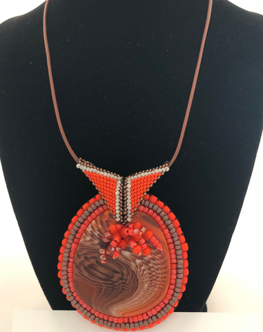 Orange Poppy Pendant Necklace