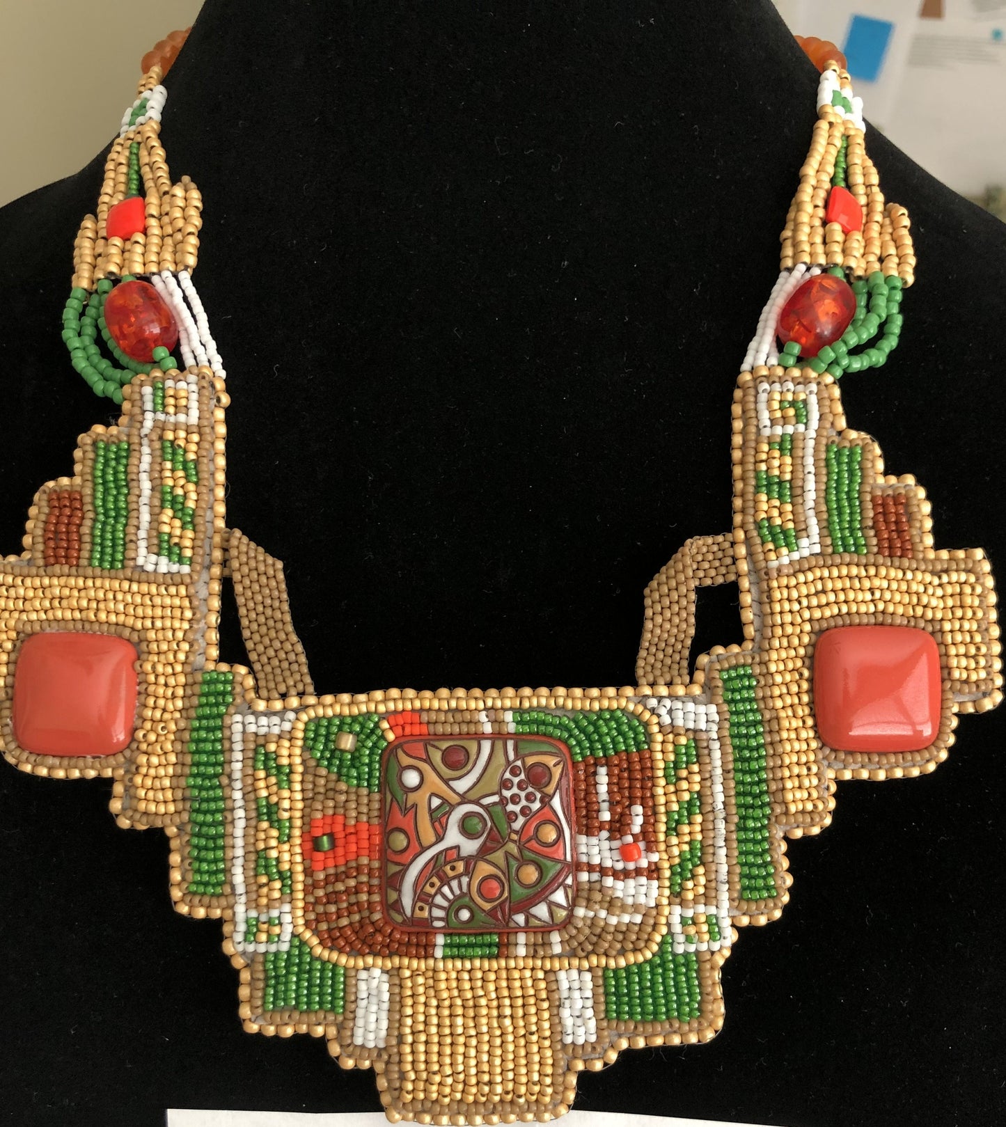 Aztec Bead Embroidery Necklace