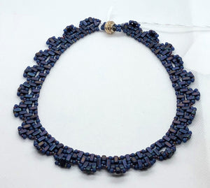 Blue Brick Ruffle Necklace