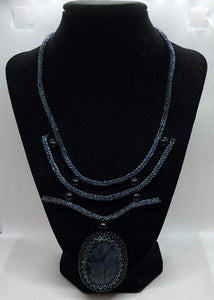 Blue Iris Pendant Necklace