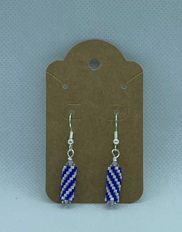 Blue and White Spiral Earrings