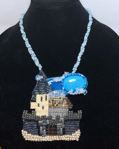 Castle Bead Embroidery Necklace