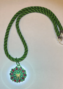 Holiday Wreath Kumihimo Necklace