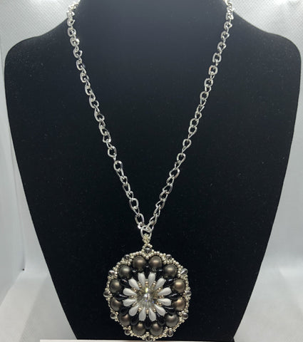 Black Mandala Amulet Pendant Necklace