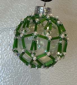 White and Green Mini Hexagon Ornament