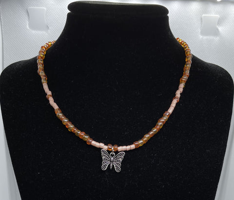 Orange Butterfly Necklace