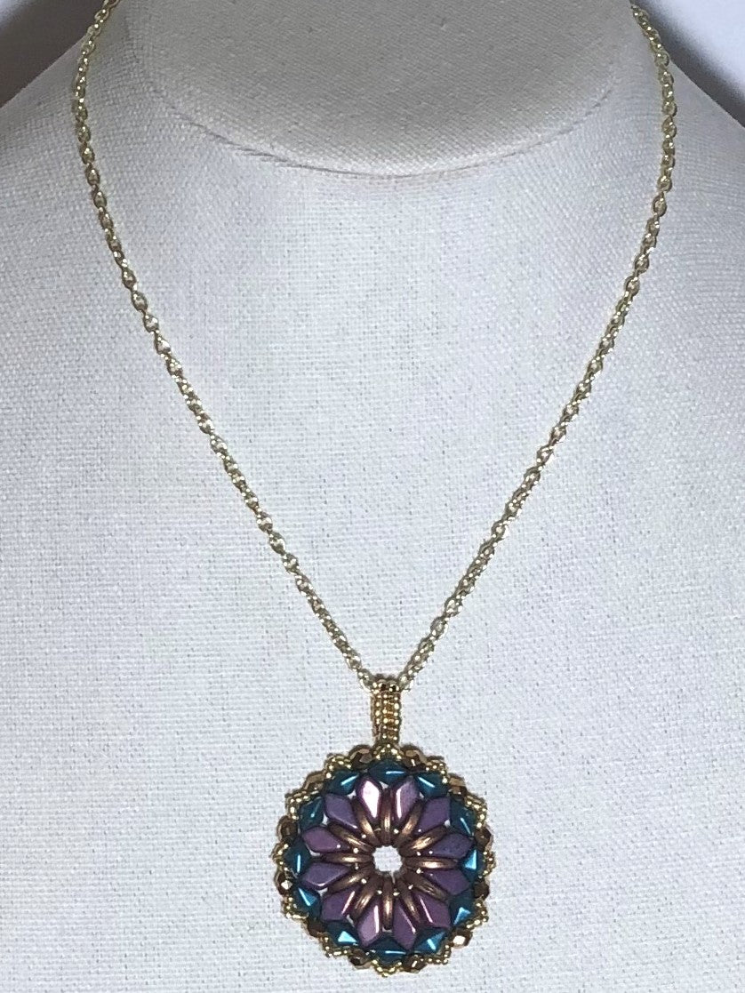 Purple Chrysanthemum Pendant Necklace