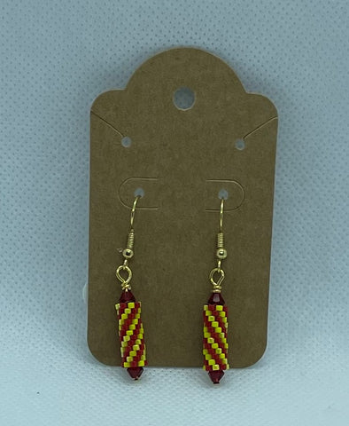 Red and Yellow Spiral Earrings