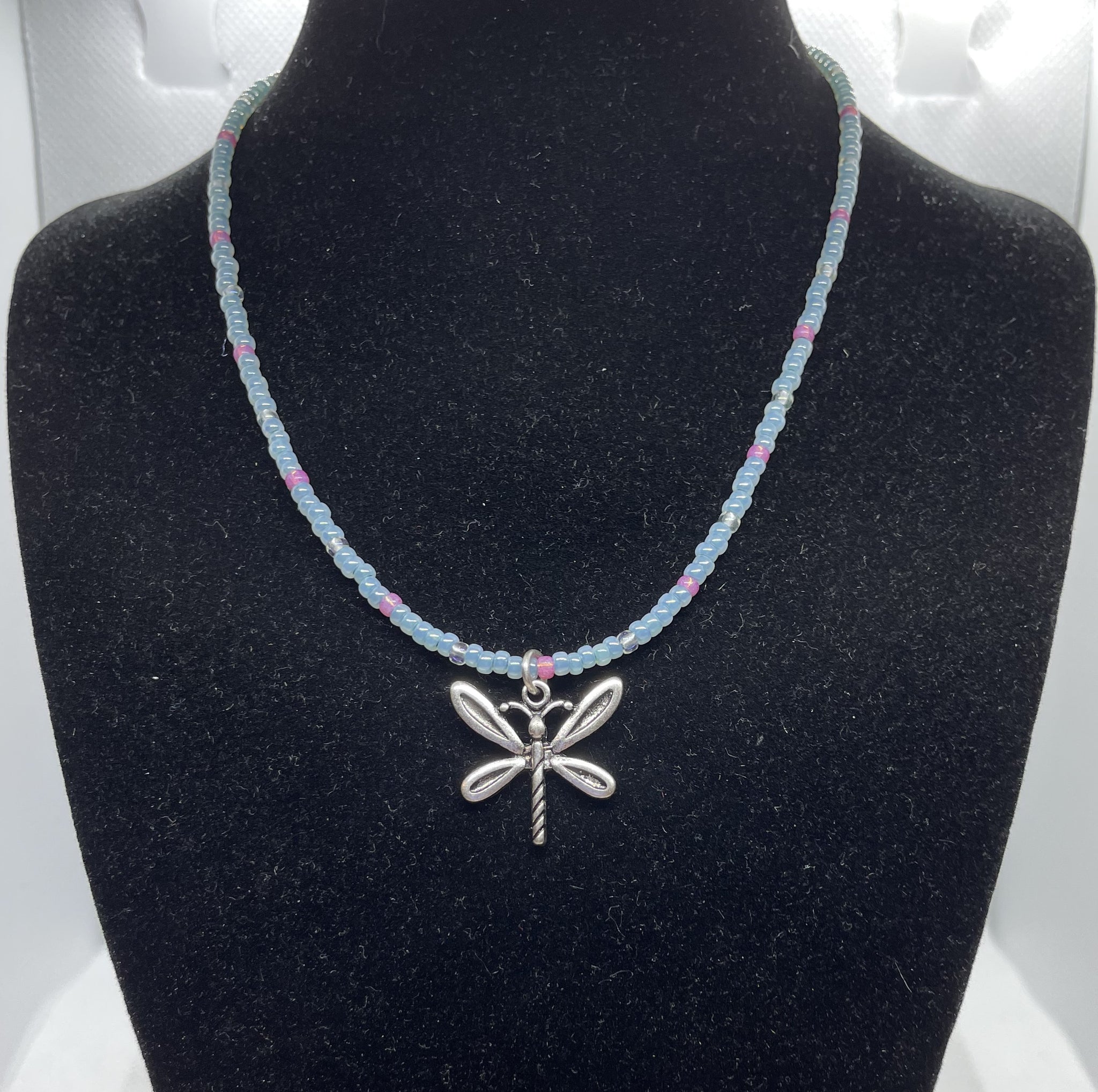 Turquoise and Pink Dragonfly Necklace