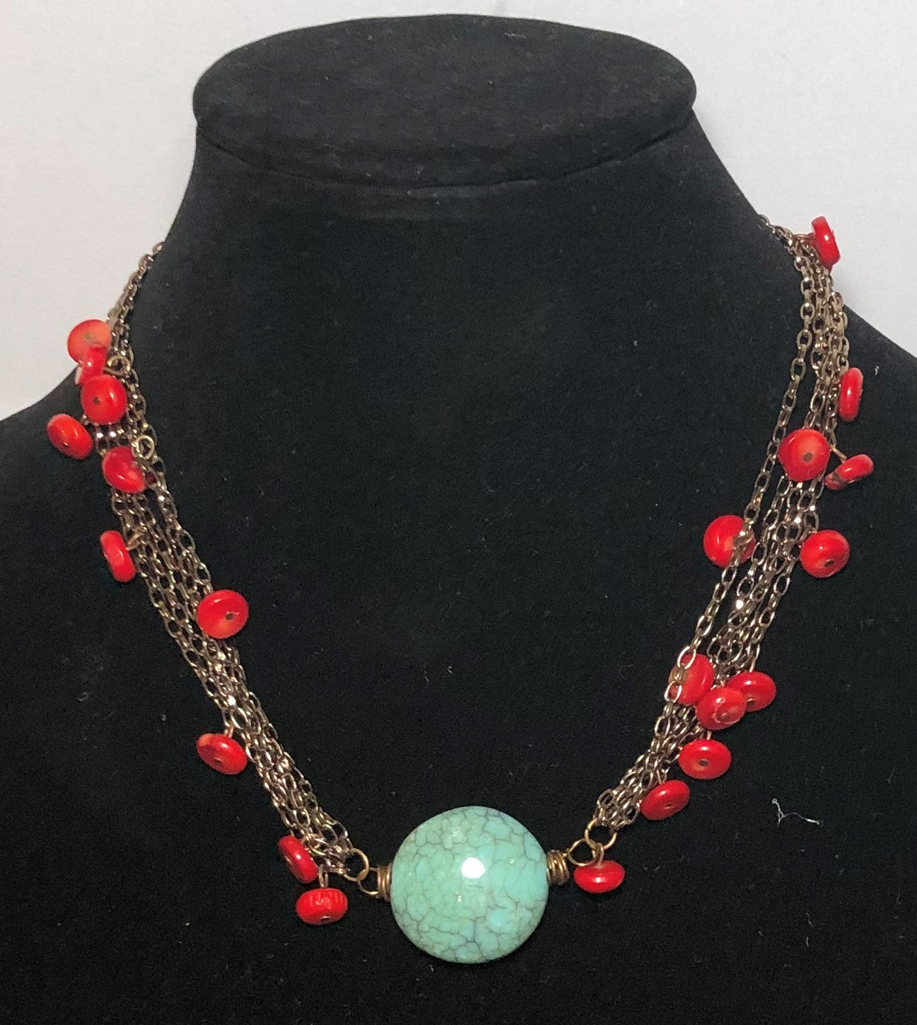 Turquoise and Red Necklace