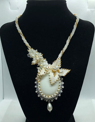 White Gardenia Pendant Necklace
