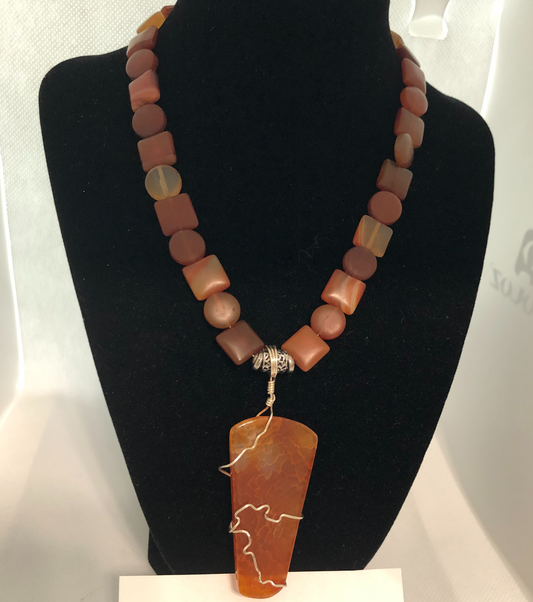 Matte Carnelian Pendant Necklace